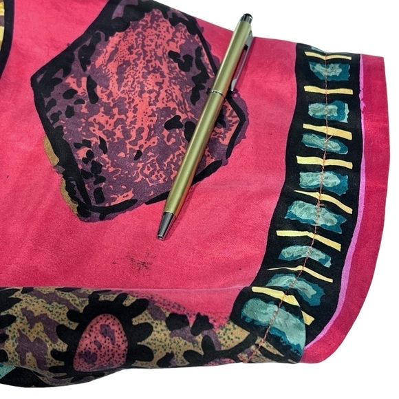 VTG STUNT COLLECTIONS Abstract Pattern Short Sleeve 100% Silk Shirt Women's L - Picture 16 of 16